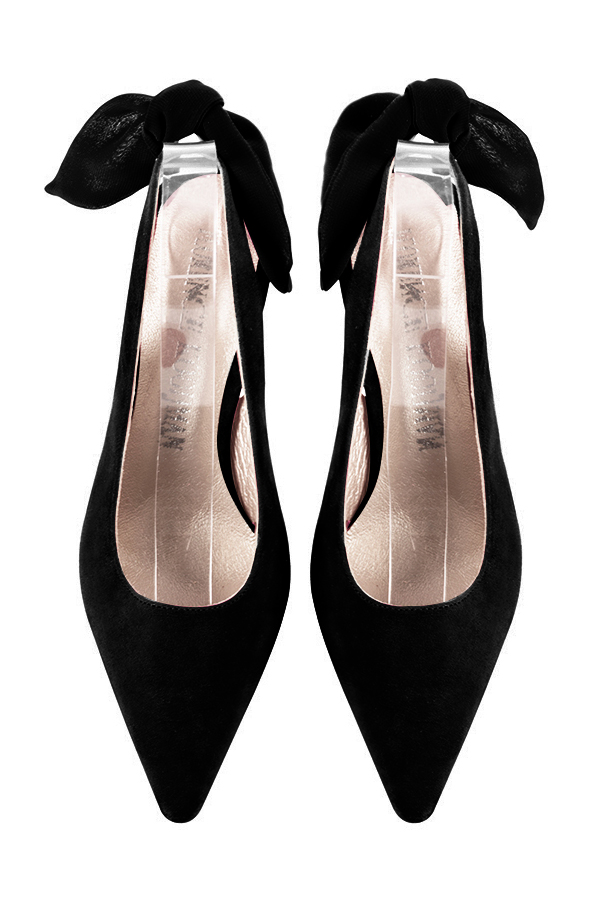 Matt black women's slingback shoes.. Top view - Florence KOOIJMAN